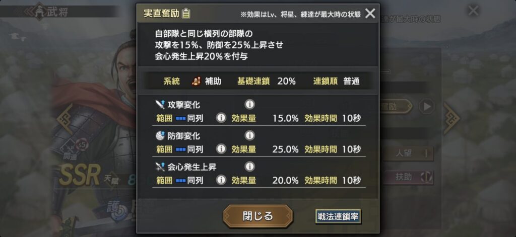 壁：戦法「実直奮励」の詳細