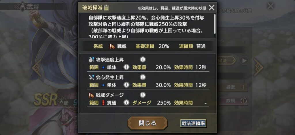 摎：戦法「破城掃滅」の詳細
