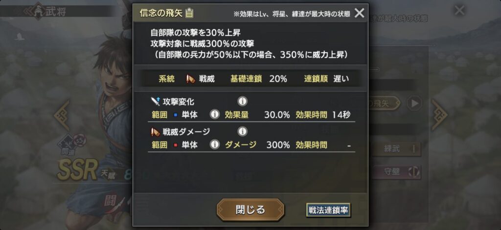 信：戦法「信念の飛矢」の詳細