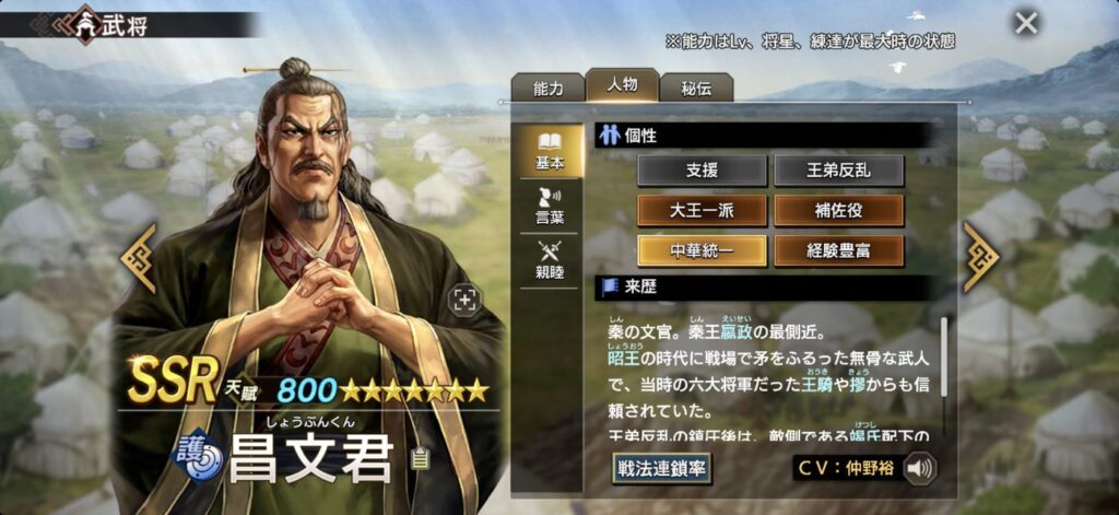 昌文君：人物・個性
