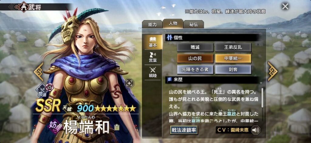 楊端和：人物・個性